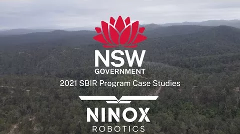 NSW Government SBIR 2021 case study video cover with forest aerial view